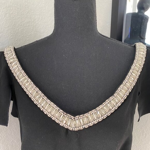 NWT RACHEL ZOE Fifi Beaded Fit & Flare Black Dress 10 - Picture 8 of 16